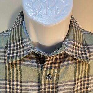 Patagonia Men's green, blue and khaki plaid long sleeve shirt XS extra small